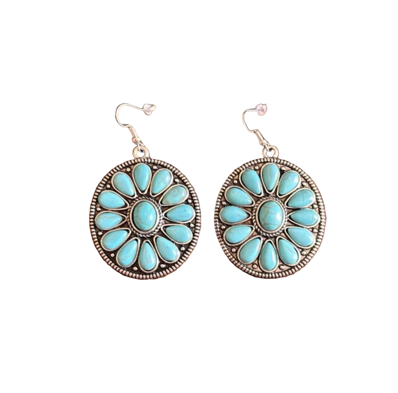 Western Turquoise Flower Earrings